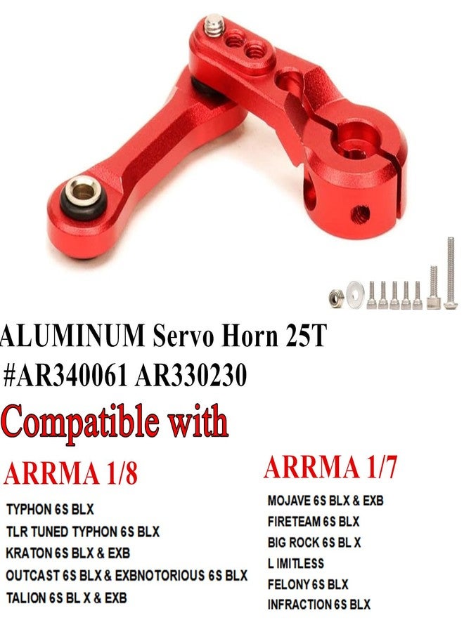UURCSKY Aluminum 25T Servo Horn & Steering Linkages Tie Rod for Arrma 1/7 Infraction Felony Limitless 1/8 KRATON Notorious Outcast Talion and EXB Cars Upgrades Part,Replace #AR340061 AR330230(Red) - Image 2